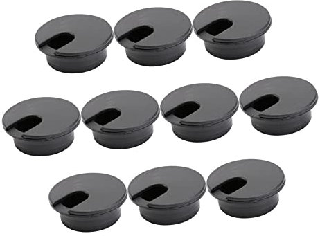 Angoily 10pcs 35mm Desktop Cable Hole Covers Black, Computer Desk Cable Cover Grommets for Home Office Wiring Management