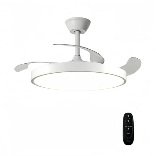 ONSSI Ventilador de Techo con Luz Led 66W (36W/Luz+30W/Motor),Mando a Distancia Regulable y Cambiar de Color,Invisible Ultra Silencioso y Palas Retráctiles 6 velocidades,Ventilador para Salon,Comedor
