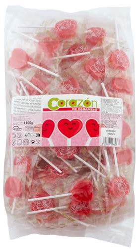 Caramelos Cerdán - Piruletas Corazón Serie Oro Sabor Cereza - Bolsa 100 Uds