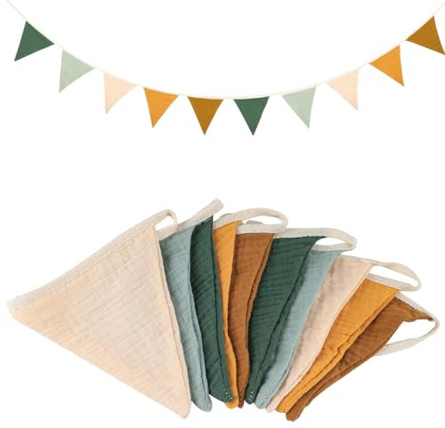 Kinderzimmer Deko Babyzimmer Deko 2,6M Wimpelkette Kinderzimmer, Stoff Wimpelkette mit Jutesäckchen, Kinderbett Wanddekoration Material Geeignet für Heimbetten Kinderbetten Und Kinderbetten (Morandi)
