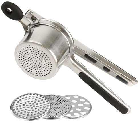 Mindful Design Large 15oz Potato Ricer, Heavy Duty Stainless Steel Potato Masher and Ricer Kitchen Tool, Press and Mash Kitchen Gadget For Perfect Mashed Potatoes Every time