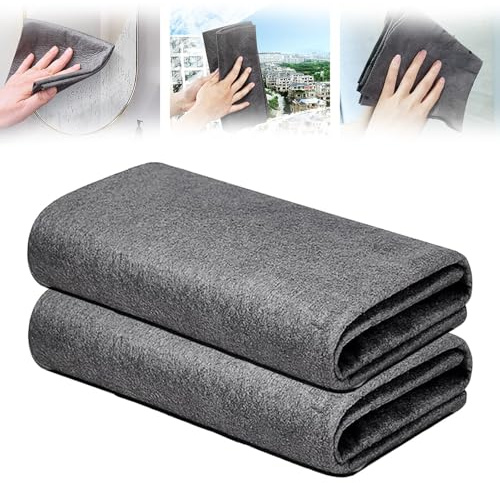 YIGAARUI Magic Cleaning Cloths - 2pcs Reusable Glass Cleaning Rags, Super Soft Premium Streak Free Washable Cloth Dusters for Home, Kitchen, Cars, Windows