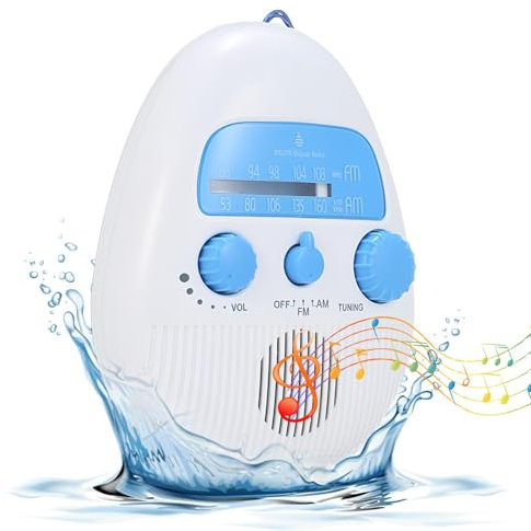 Radio Portátil AM/FM Genérico - Altavoz Incorporado, Resistente al Agua, Calidad de Sonido Clara, Ideal para Uso en Baños y Exteriores - Blanco