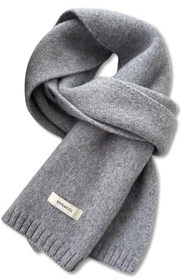 LumiSyne Winter Gestrickte Schal Für Damen Herren Australische Wolle Schal Einfache Einfarbig Rippen Strick Lange Halstuch Pashmina Weiche Warm Schal Kragen 160×20cm