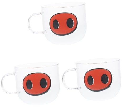 Cabilock 3 Piezas taza de café de vidrio vasos de te vasos cafe gafas graciosas vasos cerveza taza para beber en casa taza de dibujos animados jarra gigante para cerveza taza de te