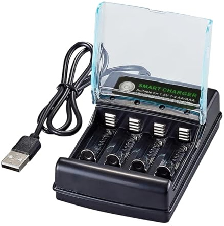 Chargeur de batterie AA 4 baies, chargeur de batterie AA AAA à charge rapide Chargeur de batterie USB AA - Chargeur de batterie alcaline individuel, chargeur pour piles AA AAA
