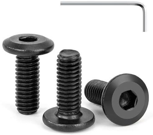 Tunejoy 30 Pezzi Viti a Testa Piatta M6 x 16 mm Nero Vite a Testa Esagonale Bulloni in Acciaio Inox A2 V2A Bulloni per Mobili con Chiavi a Esagono Filettatura Completa
