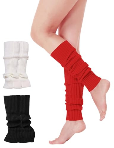 MYGLOAR 3 pares de puños largos de punto de lana para mujeres y niñas, calentadores de tobillo, puños para mujeres, calentadores de piernas, calentadores de piernas,calentadores de piernas para niñas