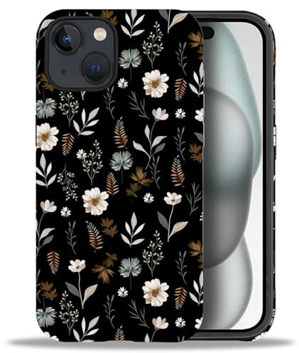 artslion 2 in 1 Cute Hülle für iPhone 15 6.1 Zoll,Stoßfest FallSchutz Handyhülle Weiße Blume Sturzschutz Case