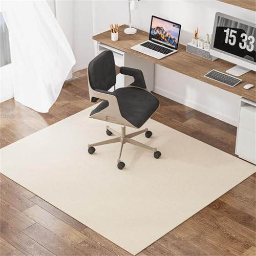 Hixingo Bodenschutzmatte Bürostuhl, Einfarbig Bodenschutzmatte Teppich für HartböDen Schutzmatte Bürostuhl Unterlage Schreibtischstuhl rutschfest Teppich Büro Kratzfest (Beige,90 * 120cm)