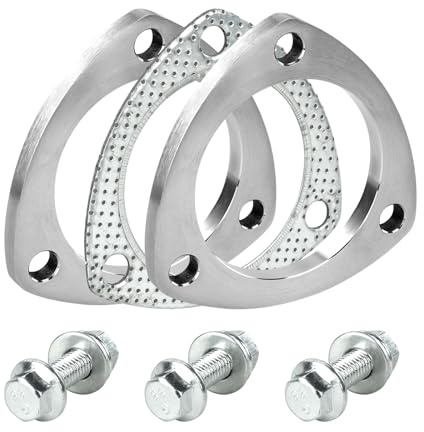 Krtopo Auspuff Flansch Set 3 Zoll / Ø76mm – Edelstahl Dreiecksflansch | Verbinder Abgasrohr Universell für Abgasanlagen Turbolader Schalldämpfer