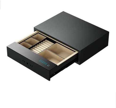 Fingerprint Drawer Safe - Mini All-Steel Anti-Theft Safe with Touch Screen for Office & Home Use - Invisible Design for Secure Storage