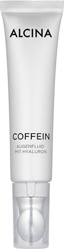 ALCINA Coffein Augenfluid - 1 x 15 ml - Für eine strahlende Augenpartie - Mildert Augenschwellungen - Kühlt und erfrischt sofort - Augenfluid mit ausleuchtenden Pigmenten, Coffein und Hyaluron