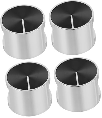 HOMSFOU 4Pcs Zinc Alloy Gas Stove Knobs, Silver Replacement Cooker Control Knobs for Kitchen Use, Ergonomic Design, Easy-To-Use Hob Switches
