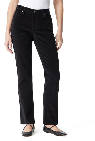 Gloria Vanderbilt Damen Amanda Corduroy Slim High Rise Pant Standard Hose, Schwarz, 38 Kurz