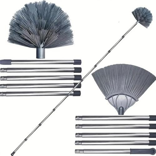 Staubentfernungsset mit hoher Reichweite, 6 m, mit Staubwedel aus Mikrofaser, Spinnennetz, Teleskopstange von 1,5 bis 4,9 m, für Deckenventilator, Decke, Fenster, Wand, Bildschirm