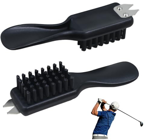 2Pcs Boot Brush, Dirt Mud Remover Golf Shoe Cleaner Stiff Bristles Shoe Brush with Spike Wrench for Golf Club Groove Hiking Shoes Farm and Walking Boot, Decor
