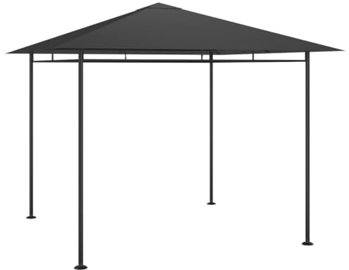 HETFTJN Gartenpavillon 3x3x2,7 m Anthrazit aus Stahl und Polyester 180 g/m² mit robuster PA-Beschichtung als grillpavillon und Shelter für Garten Party Camping