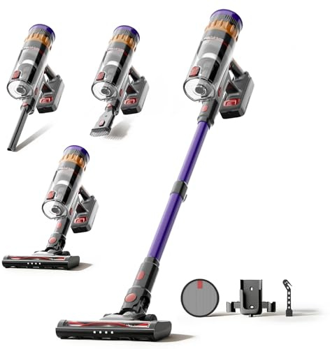 Lefant V1 Cordless Vacuum Cleaner, 40000Pa Suction, 5-Stage Filtration | LED Display & Lights, Detachable Battery, Anti-Tangle Vacuum Cleaner for Floors/Carpets/Pet Hair/Car
