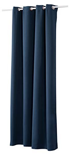 WOLTU Tenda Oscurante Opaca Termica Isolante per Finestre Soggiorno Tenda da Sole con Occhielli in Metallo Inossidabile per Camera da Letto 1 Pannello Blu Scuro 135x225 cm