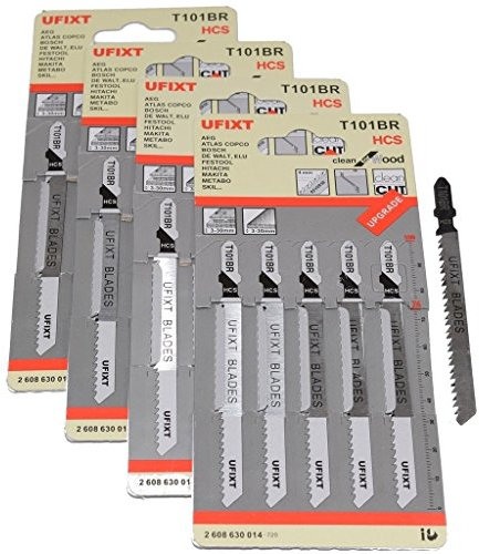 20x Jigsaw Blades T101BR Down Cutting compatible with Bosch Dewalt Makita - HCS Laminate Wood Cutter Set