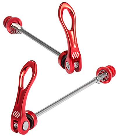 Chooee Schnellspanner Fahrradnaben-Set, Fahrrad Schnellspanner Vorder und Hinterrad für Straßen Mountainbike(Rot/Schwarz)