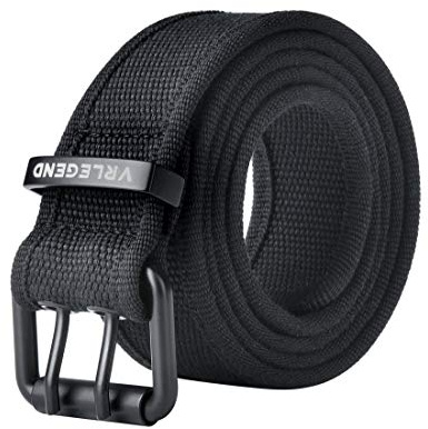 VRLEGEND Gürtel Herren Canvas 120-180cm Jeans Stoffgürtel Outdoor Casual Gürtel Militär Leinwand Stoff Gürtel Jeansgürtel Belts (110cm, Schwarz)