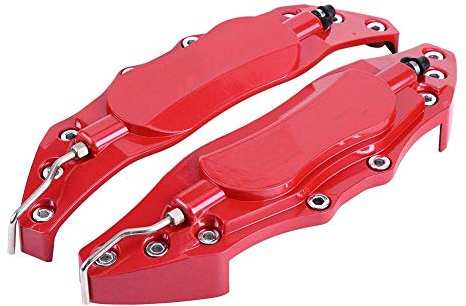 KIMISS 2 stücke Auto Bremssattel Schutz, Aluminium Bremssattel Abdeckung für Radnabe 16in-17in Medium(rot)