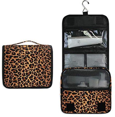 Linomo Hanging Reise Kulturbeutel für Damen und Herren, Tier Leopard Druck Kosmetik Make-up Tasche mit Haken