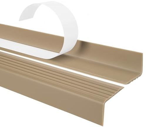 Quest Perfil autoadhesivo para bordes de escaleras 40x25mm ND – Protector antideslizante de PVC – Beige, 100cm