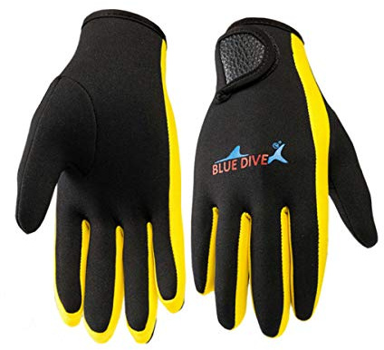 EXCEREY 1.5mm Five Finger Neoprene Diving Gloves Wetsuit Gloves for Men Women Premium Scuba for Swimming Diving Snorkeling Paddling Surfing Kayaking (Yellow, L)