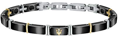 Maserati Herren Armband, JEWELS Kollektion, aus Edelstahl, Keramik, Gelbgold PVD - JM221ATZ03