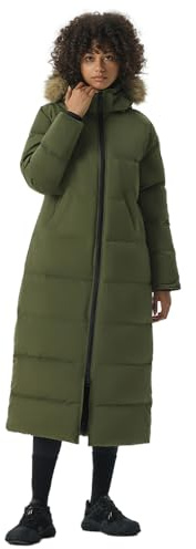Fitouch Women's Waukee Long Down Parka | 750+ Fill Power Insulation | Maxi Jacket | Water-resistantg Puffer Coat| BalanceWarmer Ratio| Green | Size M