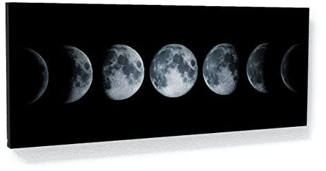 Sense Canvas Mondphasen Leinwand Kunst – Astronomie Physik Mond Erde Kosmos Universum Wohnkultur Druck Poster Gemälde Groß 40 x 16 / 3,8 cm