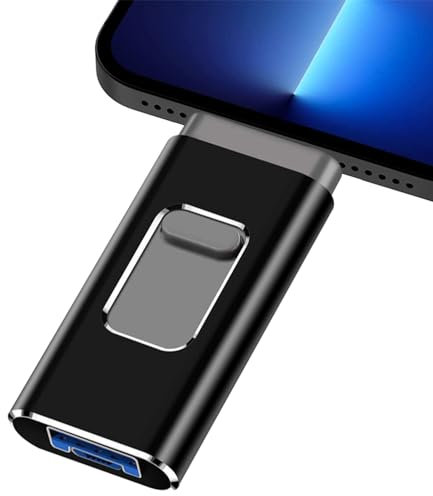 ARCELI USB Flash Drive for iPhone 64GB- 4 in 1 Photo Memory Stick External Storage Pen Drive Compatible for IOS/Android/Tablet/PC and Devices with Micro USB 3.0/OTG (Black)