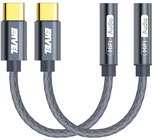 ENVEL USB C to 3.5mm Headphone Jack Adapter, 2 Pack Type C to Aux Audio Dongle Cable Cord Compatible with iPhone 17 16 15 Pro Max Samsung Galaxy S25 S24, iPad Pro M2 M3 M4, Google Pixel 7 8