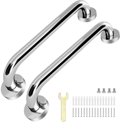 sunzone Haltegriff Bad,Edelstahl,Rutschfest,für Senioren,30cm,2 Stück | Badezimmer Haltegriff, Wandmontage, Rostfrei, für Dusche & Badewanne, Behinderte