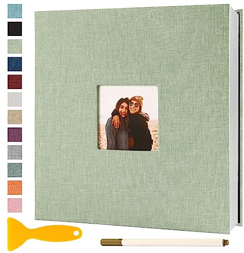 Fotoalbum Selbstklebend 28x27 Fotoalbum Zum Einkleben, 40 Seiten Grasgrün | Groß Scrapbook Selbstgestalten Photo Album Fotobuch Baby Hochzeit Gästebuch Erinnerungsbuch Urlaub Briefmarkenalbum