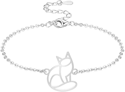 Fauna Bracelet Chat Étain Artisanal — Animal Totem Ajustable, Finition Or ou Argent, Cadeau Femme Homme Enfant, Fabriqué en France