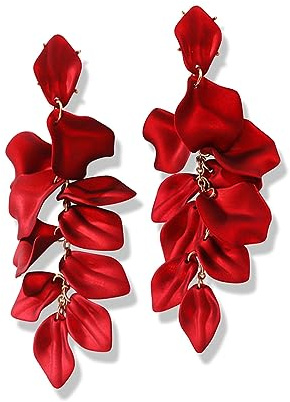 TOFBS Ohrringe Damen Elegant Tropfen Statement Quaste Blumen Ohrringe Rosenblüten Ohrringe Baumeln Blumen Ohrringe Schmuck Zubehör