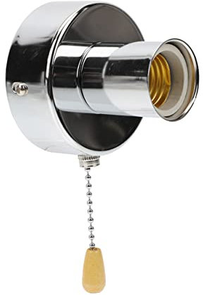 ABOOFAN Pull String Light Fixture Lamp Holder 5cm Chrome Pull Chain, Ceiling Light Accessory, Wall Mount Lampholder Socket for Home Lighting