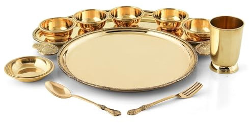 10 Piece Brass Maharaja Thali | Dinner set | Sustainable living | Gift Ideas