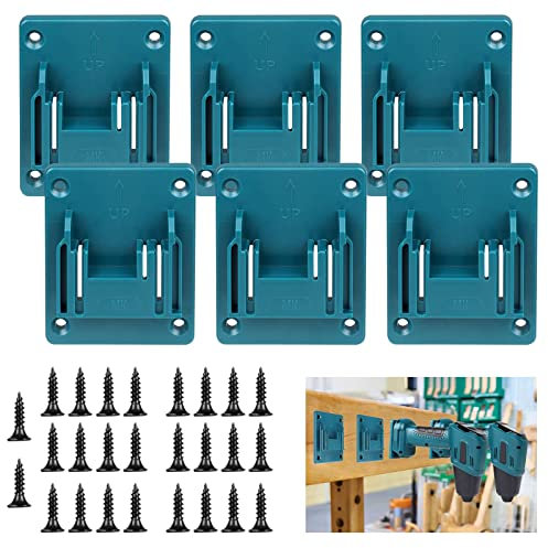URUN 6 Packs Tool Holder for Makita 18V 14.4V, Cordless Tool Storage for 18 Volt LXT Li-ion Electric,Hanger for Drill Tools with Screws (Blue)