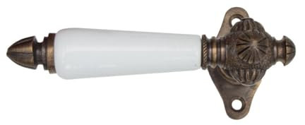 Antikas - Fenstergriff, Fensterolive, Porzellangriff | Messing patiniert | H14,5 x B3,2cm