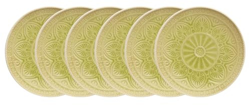BUTLERS Teller Ø21cm 6er Teller Set SUMATRA Steinzeug Geschirr | Kuchenteller Frühstücksteller Speiseteller Essteller | Exotisch & gemustert | Mikrowellen- & spülmaschinenfest