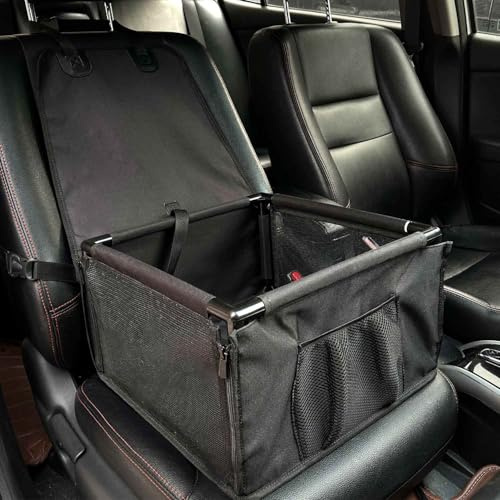 Hunde Autositz Hochwertiger Auto Hundesitz für kleine Hunde，Rahmen Wände Extra Stabiler Wasserdichter hundebox Auto für Rück- und Vordersitz, leicht zu reinigen