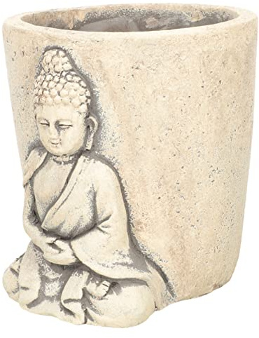KONTONTY Buddha Blumentopf aus Zement Sukkulenten Pflanzgefäß Kreativer Gartendeko Übertopf für Zimmerpflanzen Wohnzimmer Terrasse