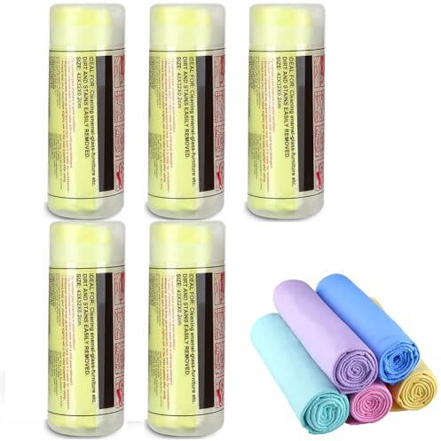 Recitem 5Pcs Premium Hirschleder Auto Trockentuch 32x43cm, Super Absorbierende PVA Tücher, Wiederverwendbares Auto Handtuch, Weiches PVA Poliertuch, Kratzfreies Microfasertuch Autopflege