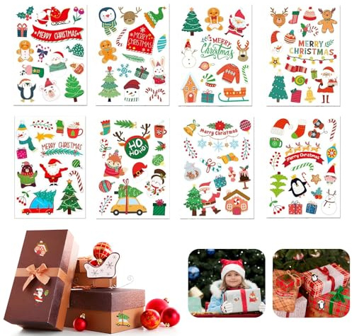 16 Blatt Weihnachtsstickers,Weihnachtsaufkleber,Weihnachten Geschenkaufkleber,Weihnachtsetiketten Selbstklebend,für Geschenktüten Weihnachtskarten