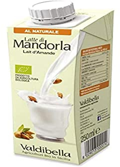 Valdibella, Latte di Mandorla Bio, Senza Zucchero e Glutine, 250ml (Confezione da 6)